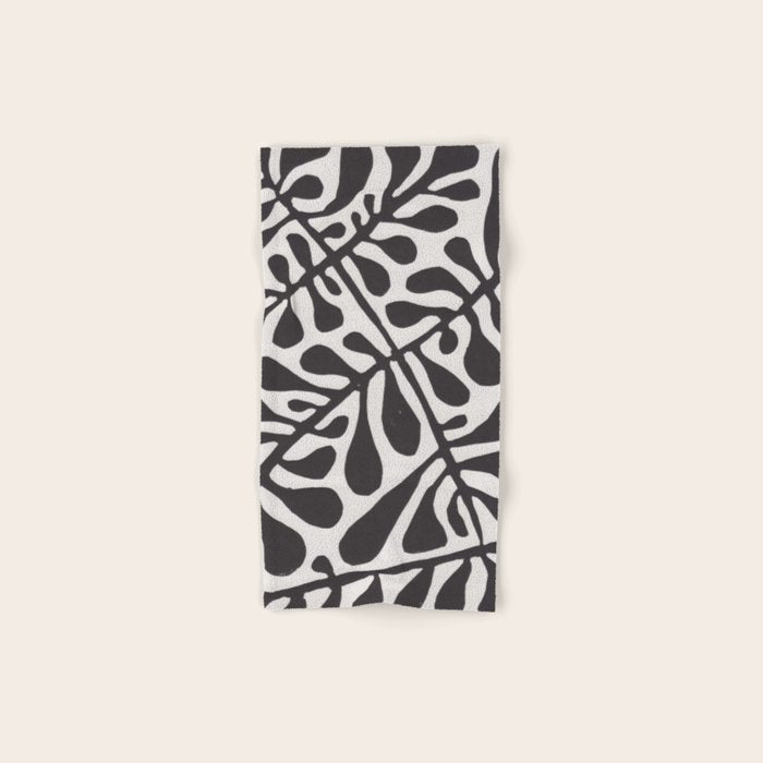 Linocut Plant #2 / Black & White Bath Towel Gallery Image 1