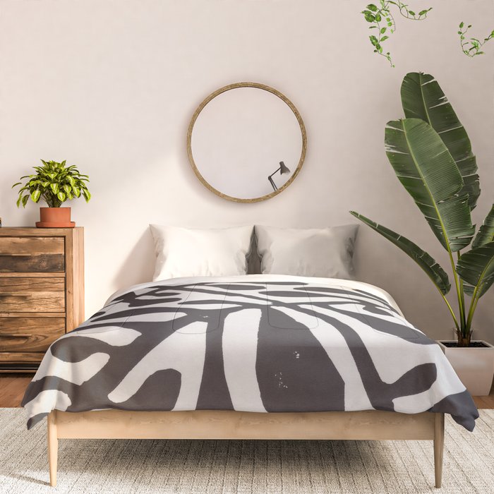 Linocut Plant #2 / Black & White Comforter Gallery Image 3