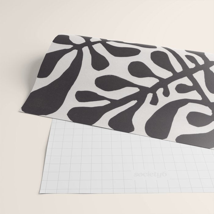 Linocut Plant #2 / Black & White Wrapping Paper Gallery Image 2
