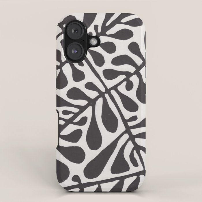 Linocut Plant #2 / Black & White iPhone Case Gallery Image 1