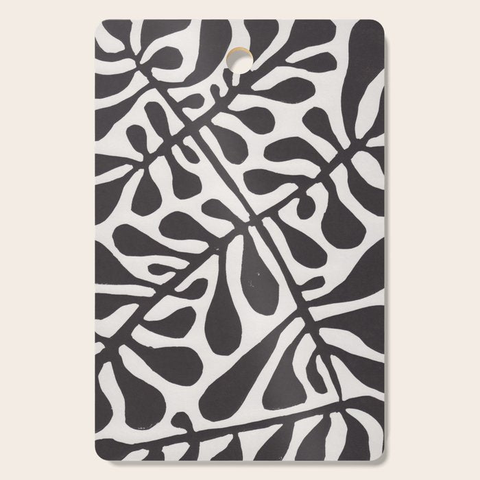 Linocut Plant #2 / Black & White Cutting Board Gallery Image 1