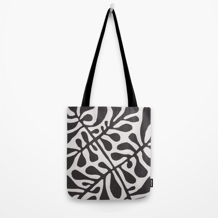 Linocut Plant #2 / Black & White Tote Bag Gallery Image 2
