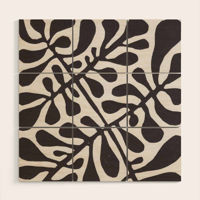 Linocut Plant #2 / Black & White Wood Wall Art Gallery Image 1