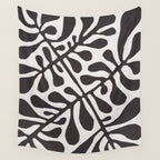 Linocut Plant #2 / Black & White Wall Tapestry Gallery Image 4