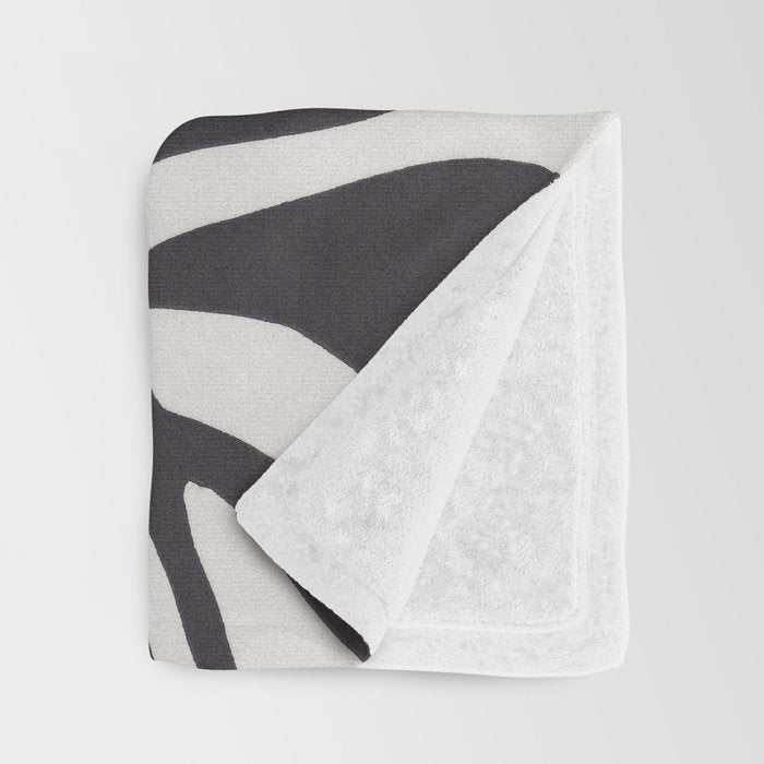 Linocut Plant #2 / Black & White Throw Blanket Gallery Image 3