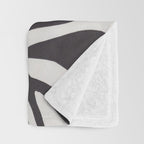 Linocut Plant #2 / Black & White Throw Blanket Gallery Image 3