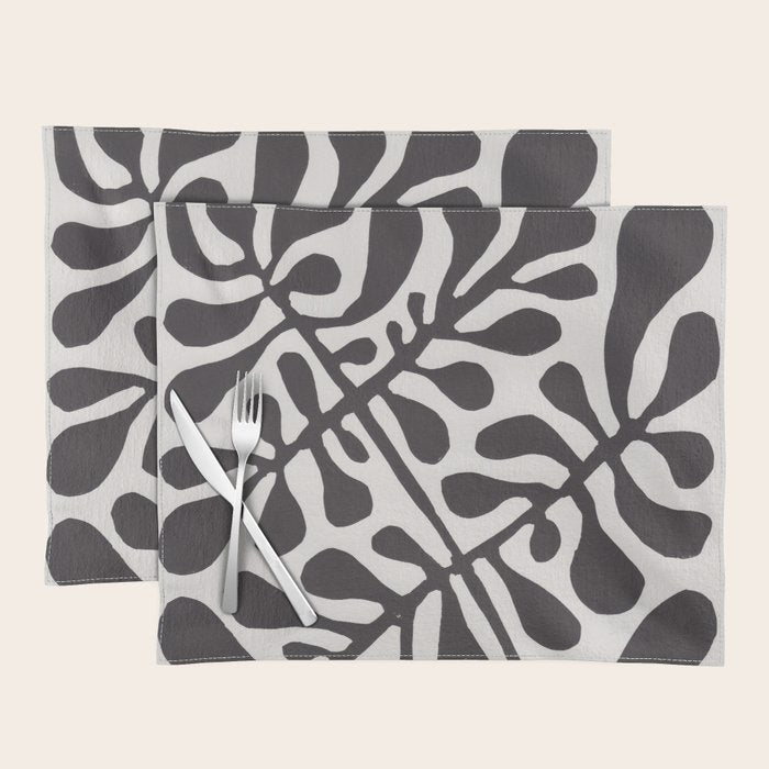 Linocut Plant #2 / Black & White Placemat Gallery Image 1