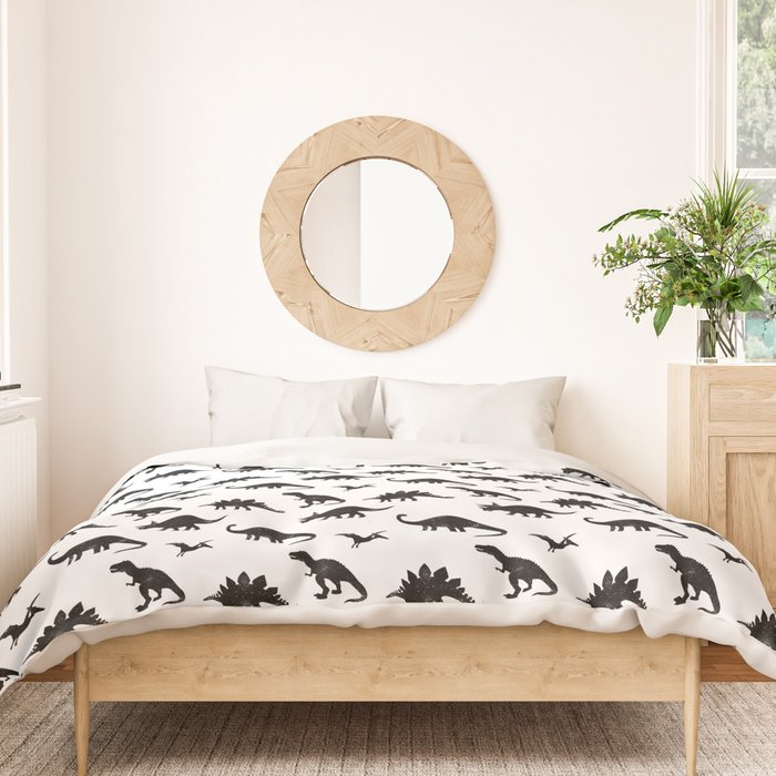 Black + White Dinosaurs Duvet Cover Gallery Image 3