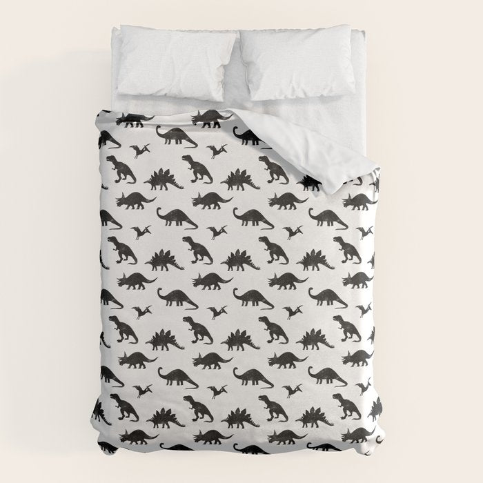 Black + White Dinosaurs Duvet Cover Gallery Image 6