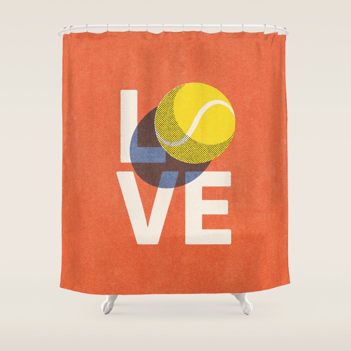 BALLS - Love Tennis - Clay Court Shower Curtain Gallery Image 1