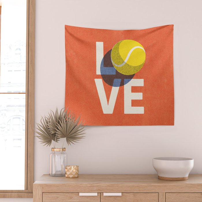 BALLS - Love Tennis - Clay Court Wall Tapestry Gallery Image 2
