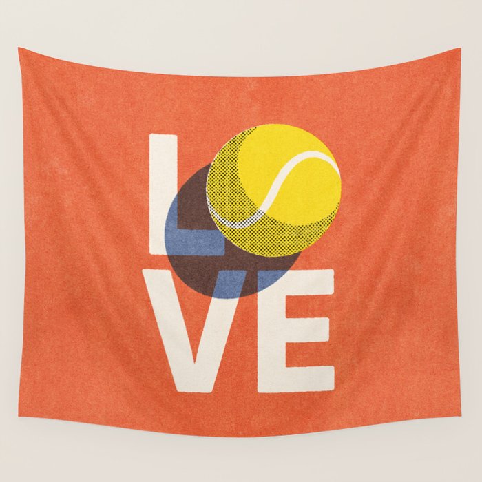 BALLS - Love Tennis - Clay Court Wall Tapestry Gallery Image 4