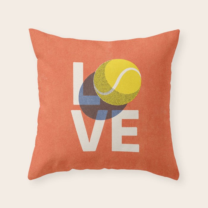 BALLS - Love Tennis - Clay Court Throw Pillow Gallery Image 6