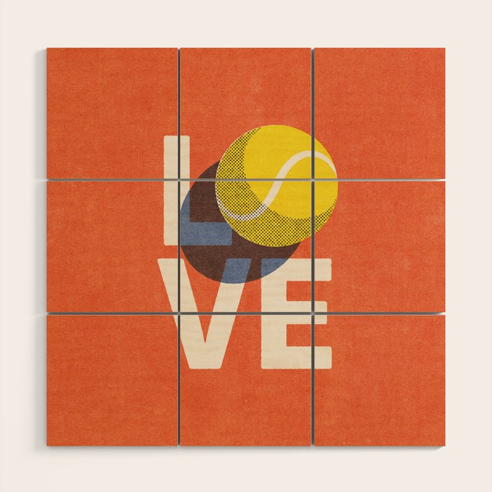 BALLS - Love Tennis - Clay Court Wood Wall Art Gallery Image 1