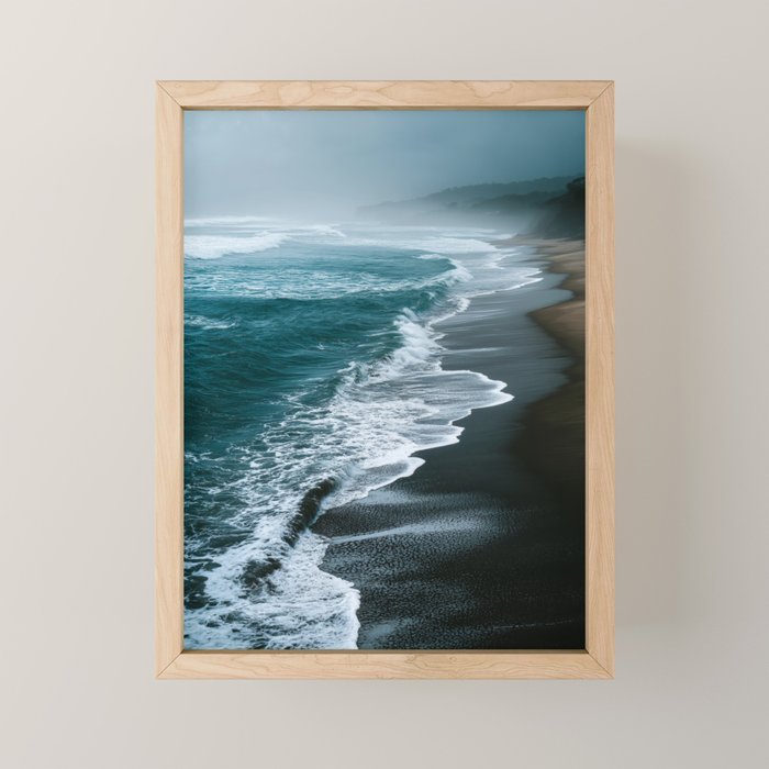 Misty Shoreline - Moody Ocean Photography Print Mini Art Print Gallery Image 1