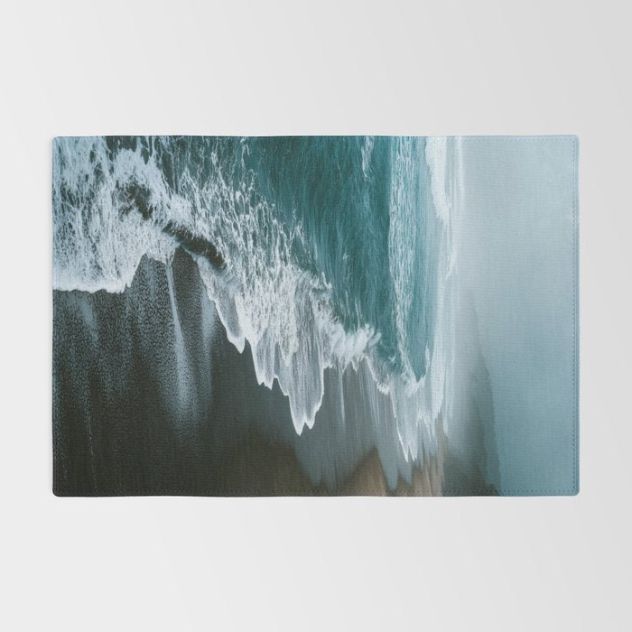 Misty Shoreline - Moody Ocean Photography Print Rug Gallery Image 2