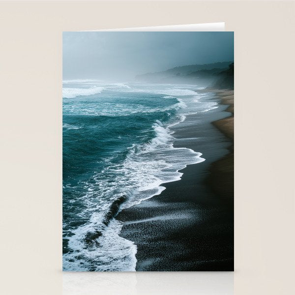 Misty Shoreline - Moody Ocean Photography Print Stationery Card Gallery Image 1