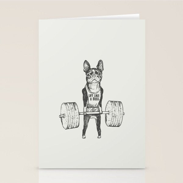 Boston Terrier Lift Stationery Card Gallery Image 1