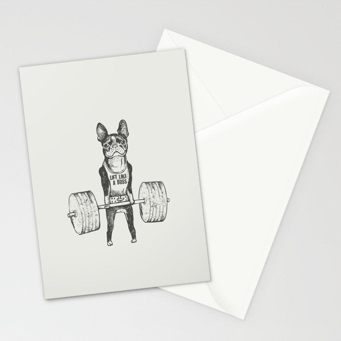Boston Terrier Lift Stationery Card Gallery Image 2