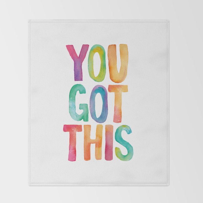 You Got This Rainbow Watercolor Throw Blanket Gallery Image 2