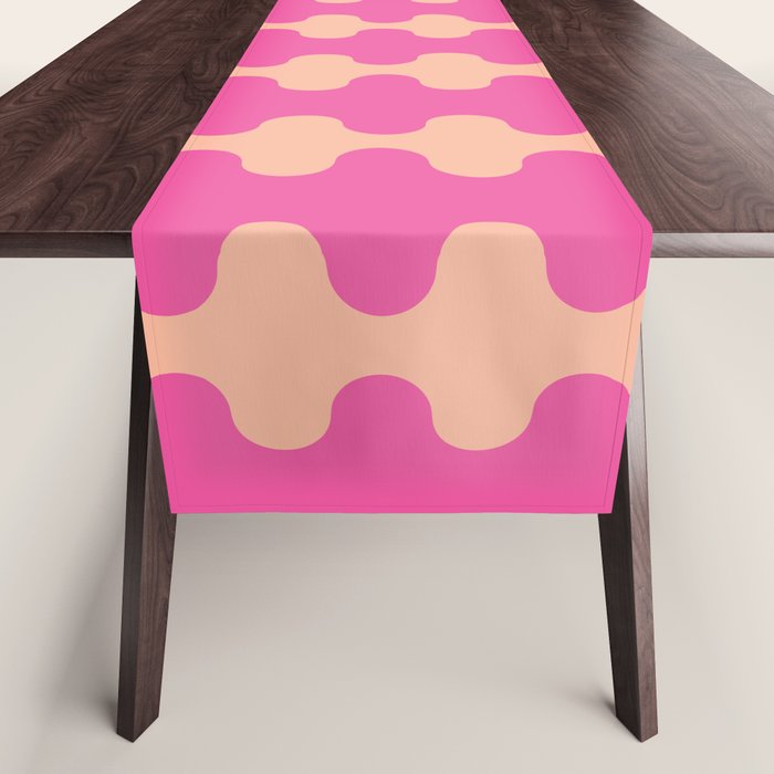 Fun Ogee A-Go-Go Pop Stripes Retro Contemporary Vertical Pattern in Pink Table Runner Gallery Image 1