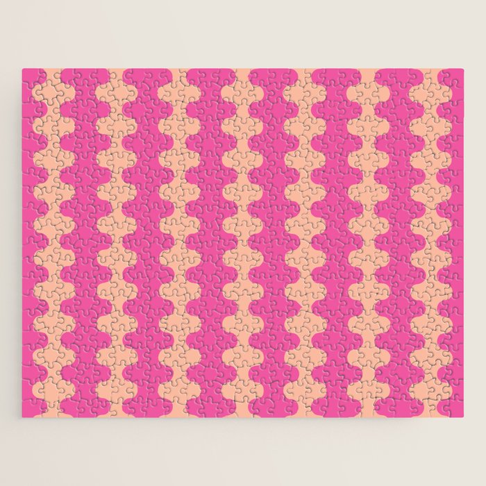 Fun Ogee A-Go-Go Pop Stripes Retro Contemporary Vertical Pattern in Pink Jigsaw Puzzle Gallery Image 1