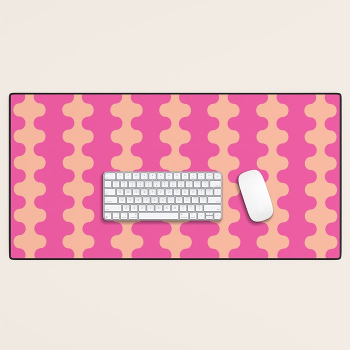 Fun Ogee A-Go-Go Pop Stripes Retro Contemporary Vertical Pattern in Pink Desk Mat Gallery Image 1