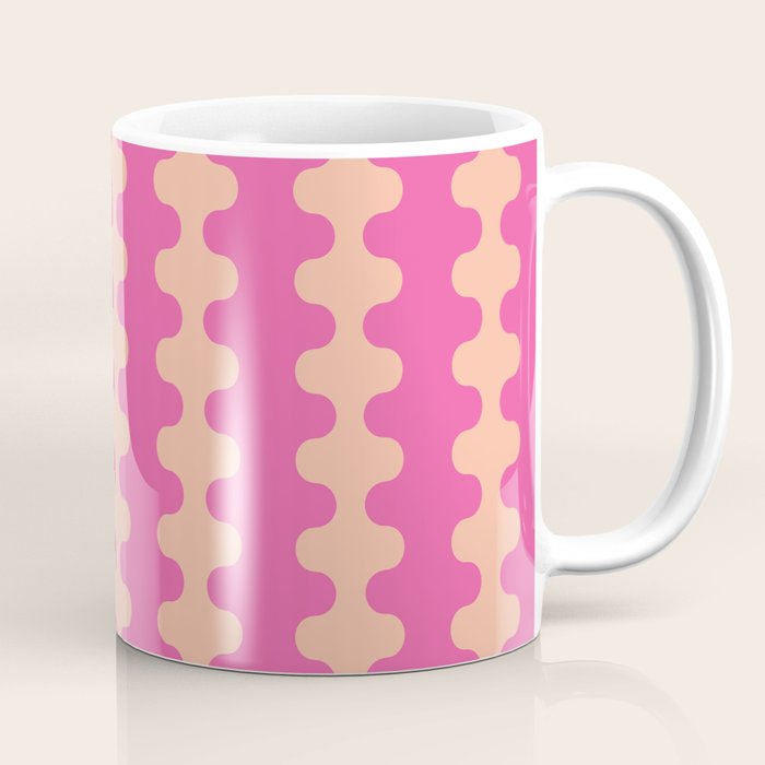 Fun Ogee A-Go-Go Pop Stripes Retro Contemporary Vertical Pattern in Pink Coffee Mug Gallery Image 1