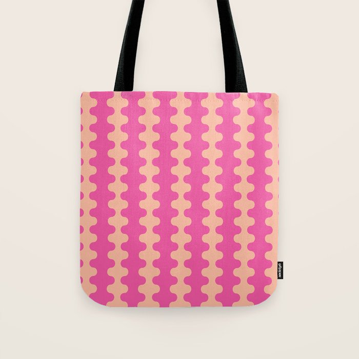 Fun Ogee A-Go-Go Pop Stripes Retro Contemporary Vertical Pattern in Pink Tote Bag Gallery Image 1