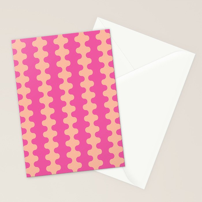 Fun Ogee A-Go-Go Pop Stripes Retro Contemporary Vertical Pattern in Pink Stationery Card Gallery Image 2
