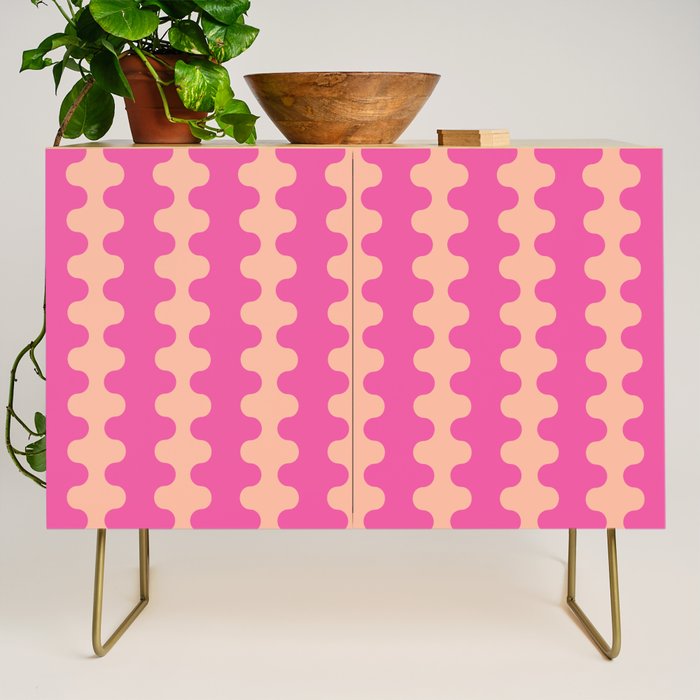 Fun Ogee A-Go-Go Pop Stripes Retro Contemporary Vertical Pattern in Pink Credenza Gallery Image 1