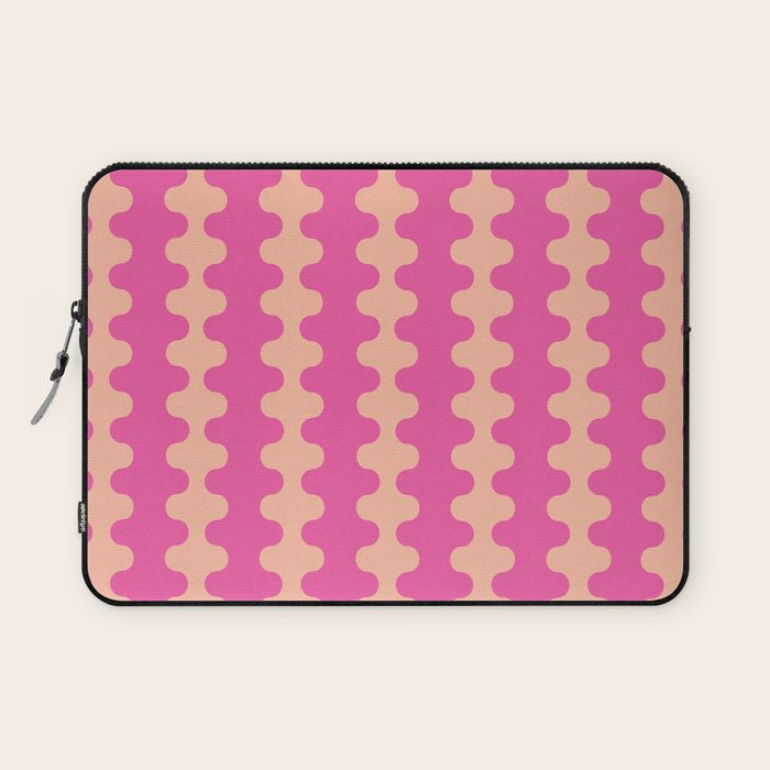 Fun Ogee A-Go-Go Pop Stripes Retro Contemporary Vertical Pattern in Pink Laptop Sleeve Gallery Image 1