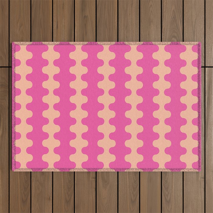 Fun Ogee A-Go-Go Pop Stripes Retro Contemporary Vertical Pattern in Pink Outdoor Rug Gallery Image 1