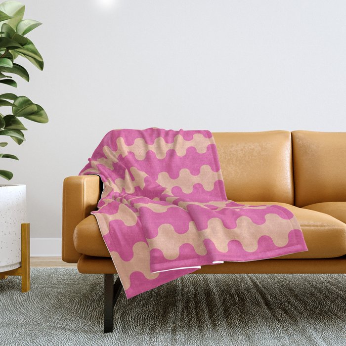 Fun Ogee A-Go-Go Pop Stripes Retro Contemporary Vertical Pattern in Pink Throw Blanket Gallery Image 1