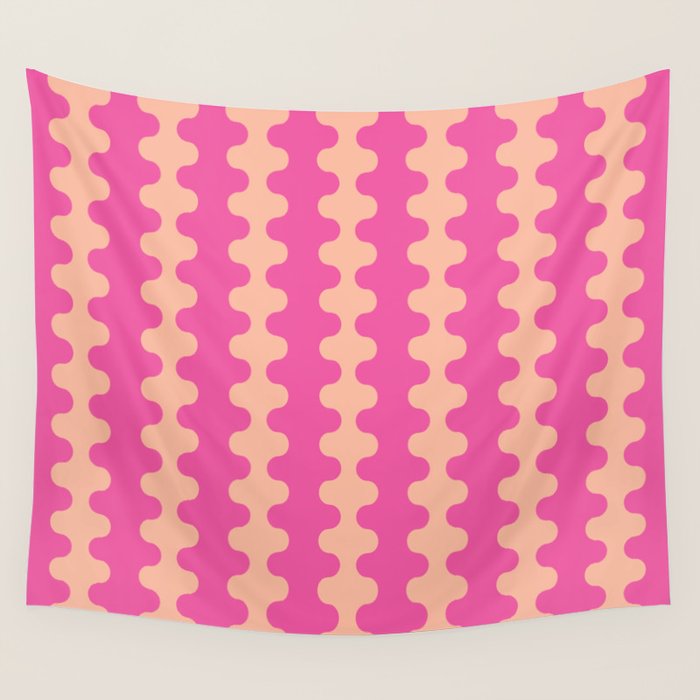 Fun Ogee A-Go-Go Pop Stripes Retro Contemporary Vertical Pattern in Pink Wall Tapestry Gallery Image 4