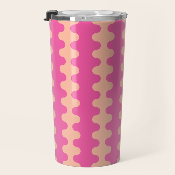 Fun Ogee A-Go-Go Pop Stripes Retro Contemporary Vertical Pattern in Pink Travel Mug Gallery Image 3