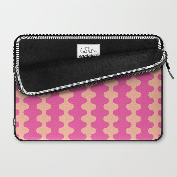 Fun Ogee A-Go-Go Pop Stripes Retro Contemporary Vertical Pattern in Pink Laptop Sleeve Gallery Image 2