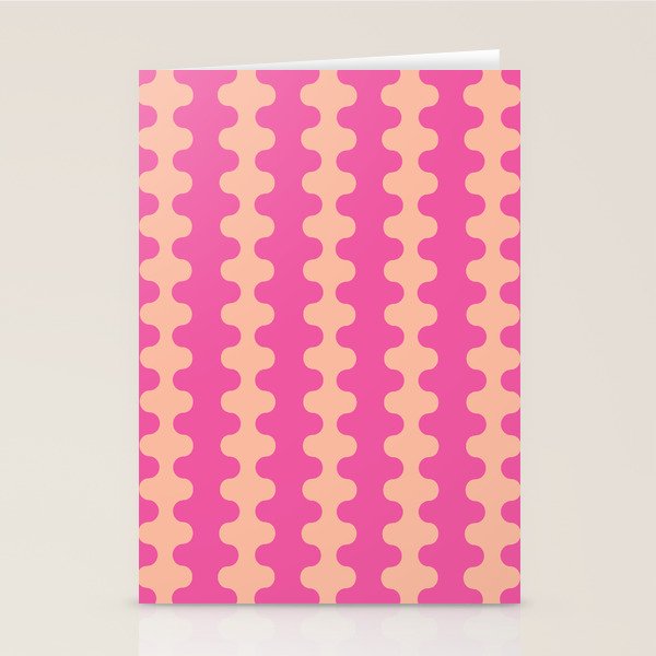 Fun Ogee A-Go-Go Pop Stripes Retro Contemporary Vertical Pattern in Pink Stationery Card Gallery Image 2