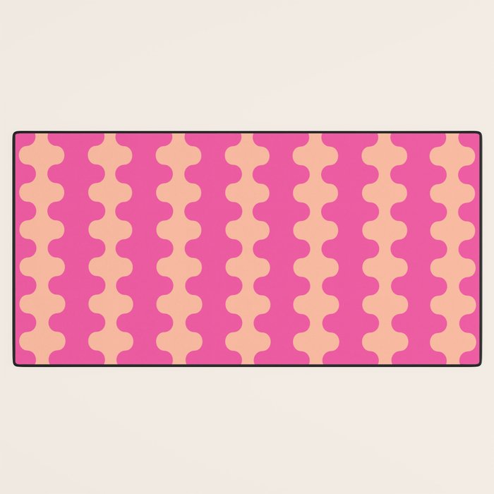 Fun Ogee A-Go-Go Pop Stripes Retro Contemporary Vertical Pattern in Pink Desk Mat Gallery Image 3