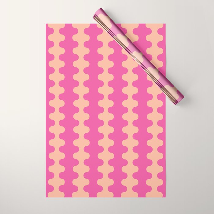 Fun Ogee A-Go-Go Pop Stripes Retro Contemporary Vertical Pattern in Pink Wrapping Paper Gallery Image 1