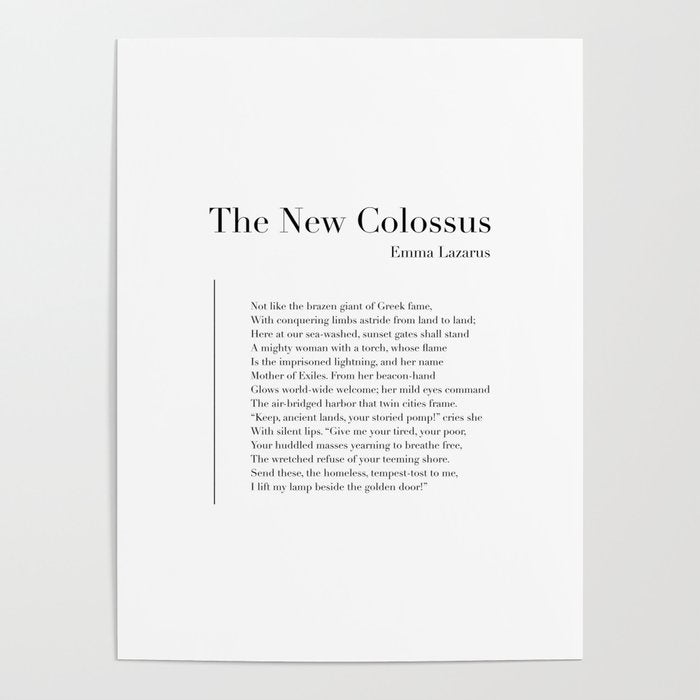 The New Colossus by Emma Lazarus Poster Gallery Image 4