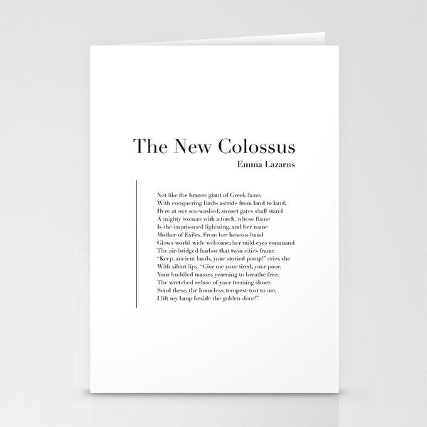 The New Colossus by Emma Lazarus Stationery Card Gallery Image 2