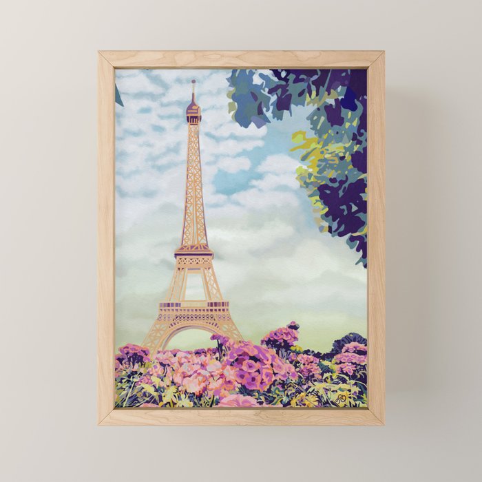 A Floral View of the Eiffel Tower Mini Art Print Gallery Image 1