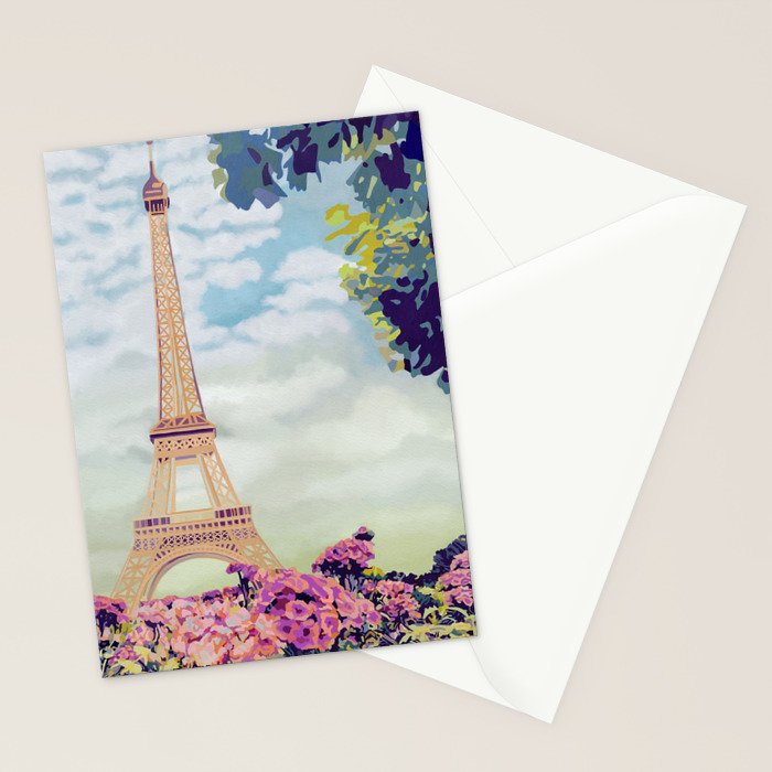 A Floral View of the Eiffel Tower Stationery Card Gallery Image 2