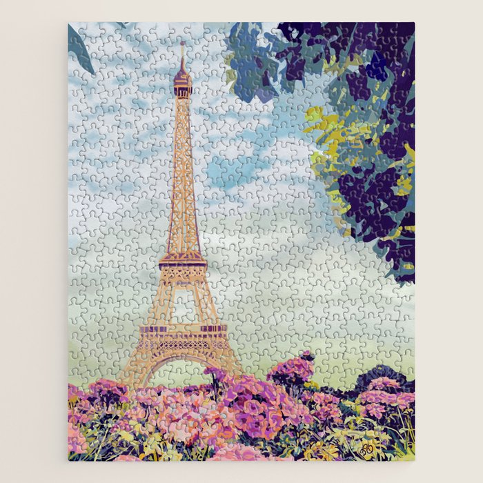 A Floral View of the Eiffel Tower Jigsaw Puzzle Gallery Image 1