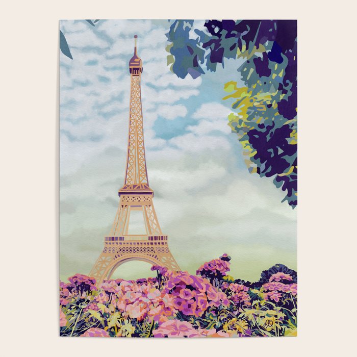 A Floral View of the Eiffel Tower Poster Gallery Image 4