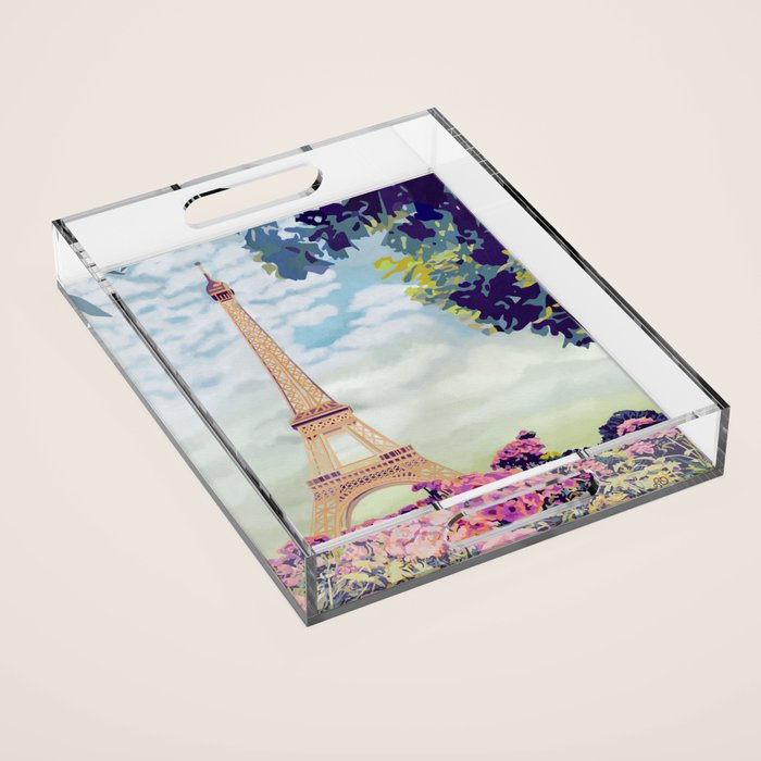 A Floral View of the Eiffel Tower Acrylic Tray Gallery Image 1