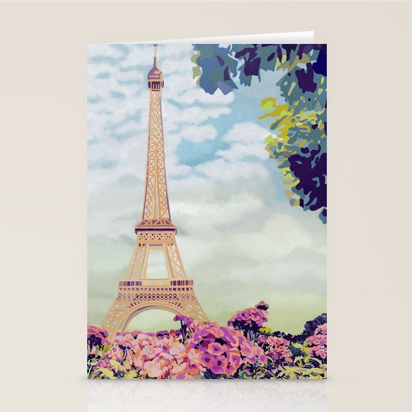A Floral View of the Eiffel Tower Stationery Card Gallery Image 2