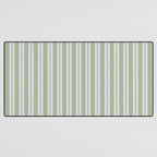 Classic Double Stripe Pattern in Light Silver Gray and Sage Green  Desk Mat Gallery Image 3
