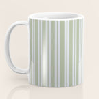 Classic Double Stripe Pattern in Light Silver Gray and Sage Green  Coffee Mug Gallery Image 3